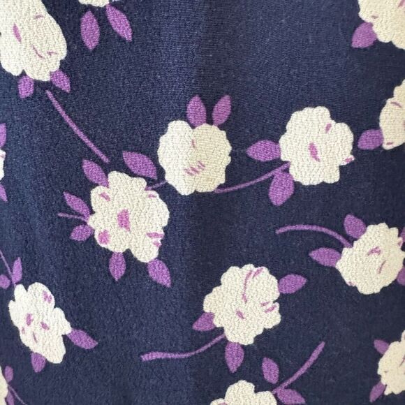 J Crew Dress Womens Purple Navy Scattered Peony Floral Tie Neck Tiered SZ M - Picture 10 of 16